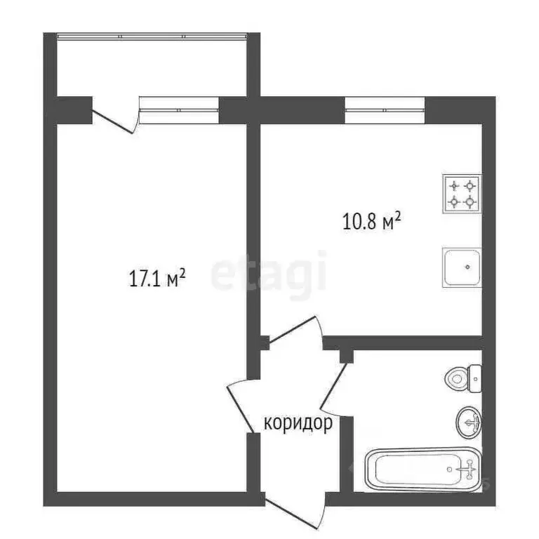 1-к кв. Самарская область, Самара Ново-Вокзальная ул., 231 (35.0 м) - Фото 2
