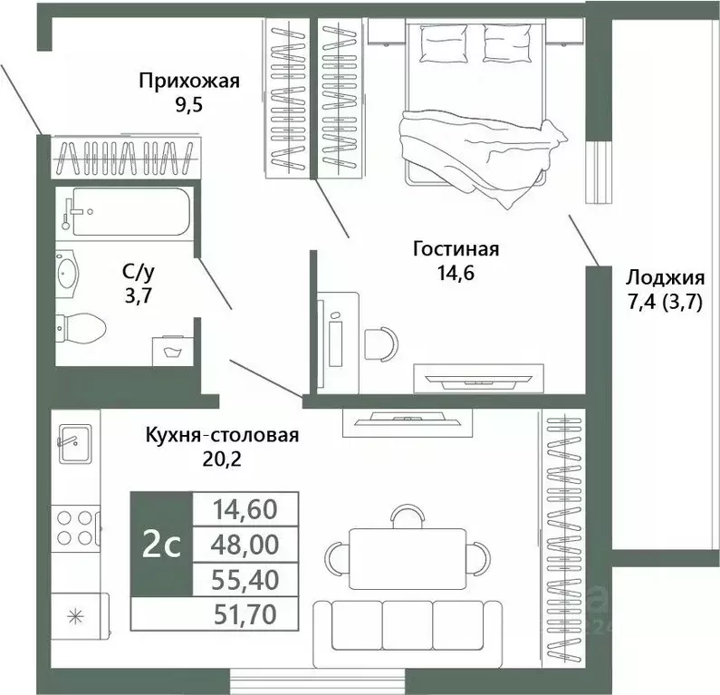 1-к кв. Кемеровская область, Кемерово 64-й мкр, Лучи жилой комплекс ... - Фото 2