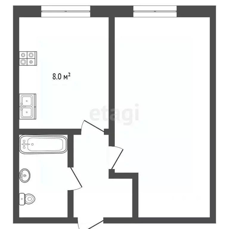 1-к кв. Самарская область, Самара бул. Ивана Финютина, 38 (33.1 м) - Фото 2