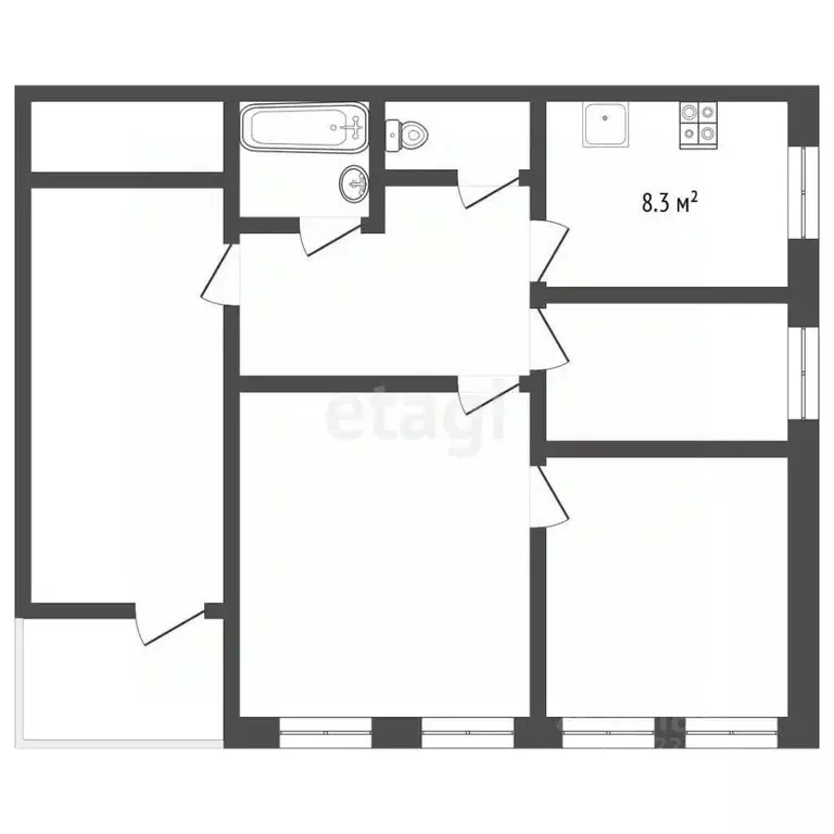 3-к кв. Вологодская область, Вологда Первомайская ул., 23 (58.9 м) - Фото 2
