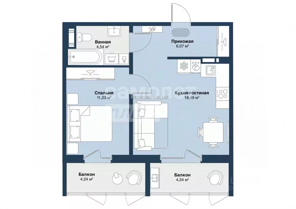 1-к кв. Челябинская область, Челябинский городской округ, пос. ... - Фото 2