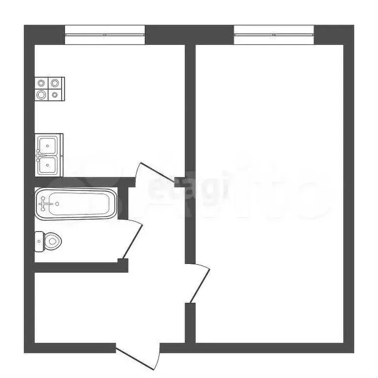 1-к. квартира, 30 м, 4/5 эт. - Фото 0