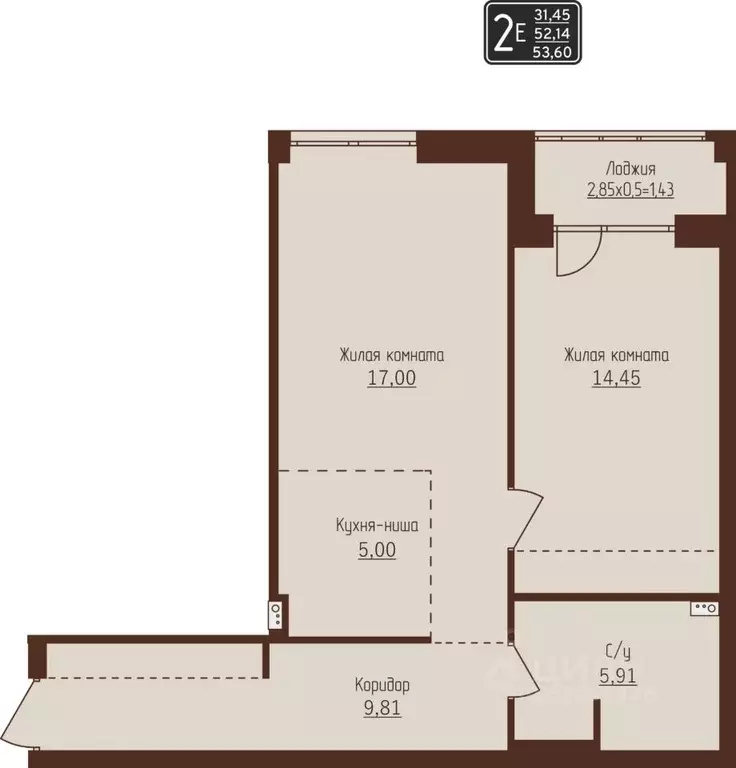 2-к кв. Пермский край, Пермь ул. Писарева, 8 (53.6 м) - Фото 1