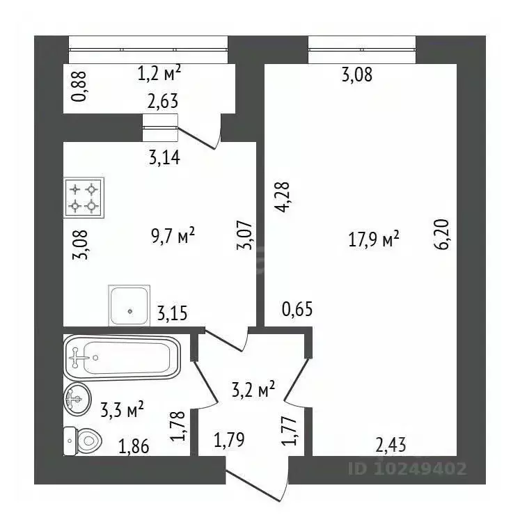 1-к кв. Башкортостан, Уфа ул. Даяна Мурзина, 9/1 (34.1 м) - Фото 2