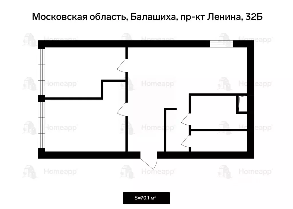 2-к кв. Московская область, Балашиха просп. Ленина, 32б (70.1 м) - Фото 2