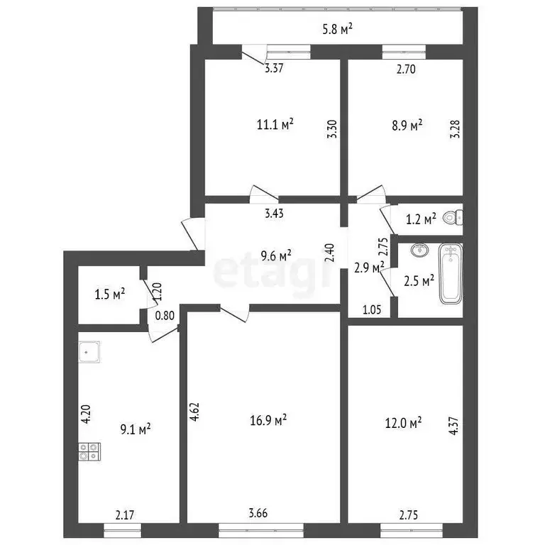 4-комнатная квартира: Ишим, улица Шаронова, 5Б (75.7 м) - Фото 0