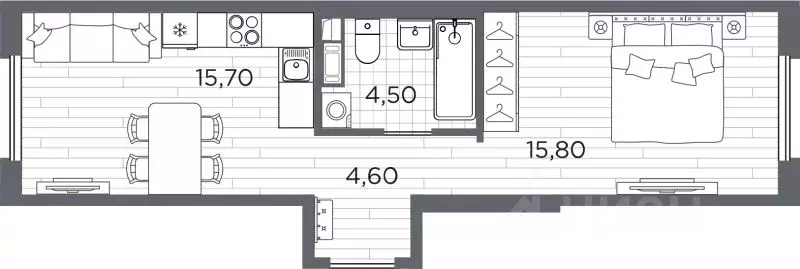 1-к кв. Санкт-Петербург Плюс Пулковский жилой комплекс (41.1 м) - Фото 1