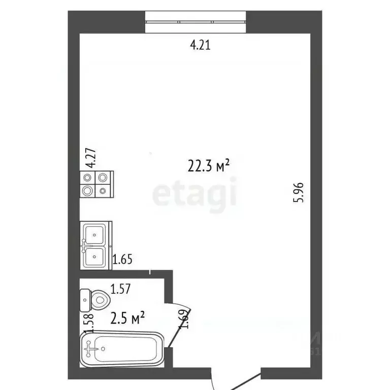 1-к кв. Саха (Якутия), Якутск ул. Можайского, 13/3Гк5 (24.8 м) - Фото 2
