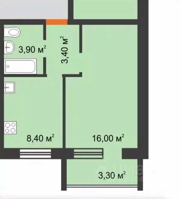 1-к кв. Нижегородская область, Кстово Комсомольская ул., 7Б (34.9 м) - Фото 2