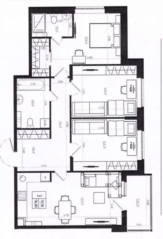 3-к кв. Тульская область, Новомосковск ул. Шахтеров, 10Б (89.0 м) - Фото 1