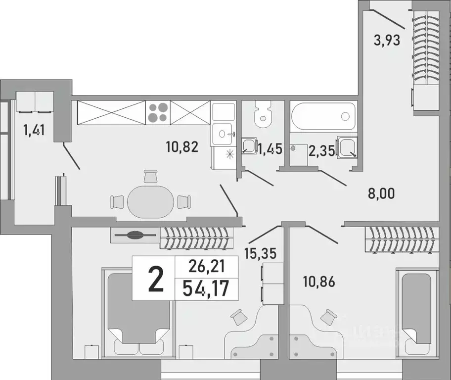 2-к кв. Башкортостан, Уфа Бакалинская ул., 9/1 (55.0 м) - Фото 1