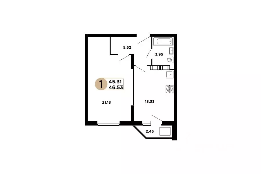 1-к кв. Самарская область, Самара Московское шоссе, 18-й км, 57 (45.31 ... - Фото 1