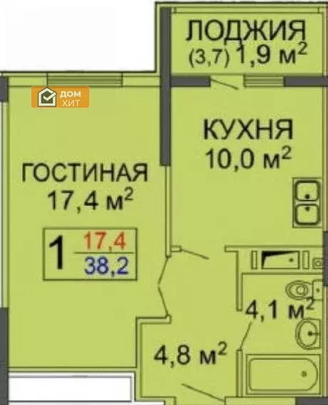 1-комнатная квартира: Мирное, улица Крымской Весны, 13к1 (38.2 м) - Фото 1