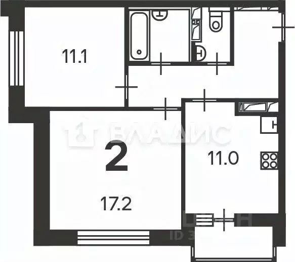 2-к кв. Москва Полярная ул., 3 (53.7 м) - Фото 2