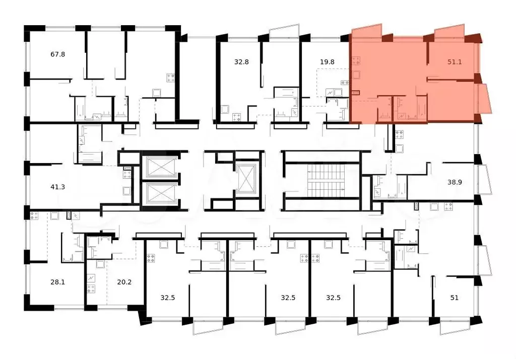 2-к. квартира, 51,1 м, 16/23 эт. - Фото 1