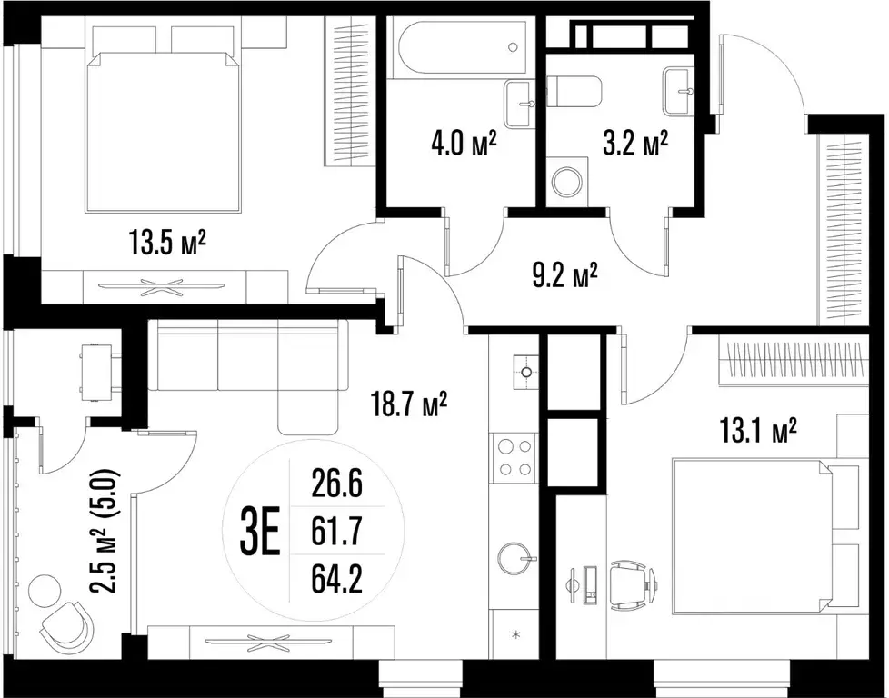 2-к кв. Астраханская область, Астрахань ул. Ахшарумова (64.2 м) - Фото 2