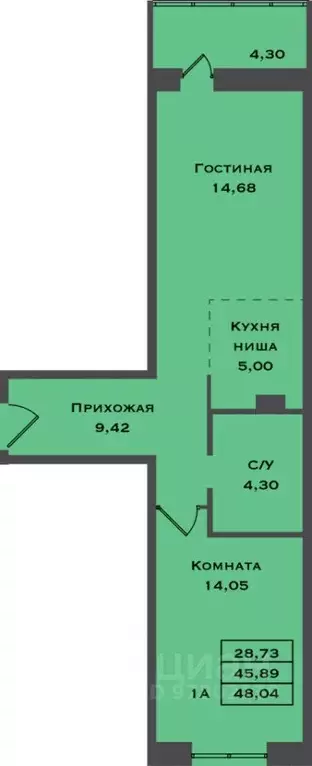 1-к кв. Ханты-Мансийский АО, Сургут Игоря Киртбая ул., 1А (48.04 м) - Фото 0