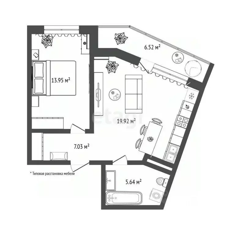 1-к кв. Тюменская область, Тюмень ул. Новоселов, 113 (46.9 м) - Фото 0