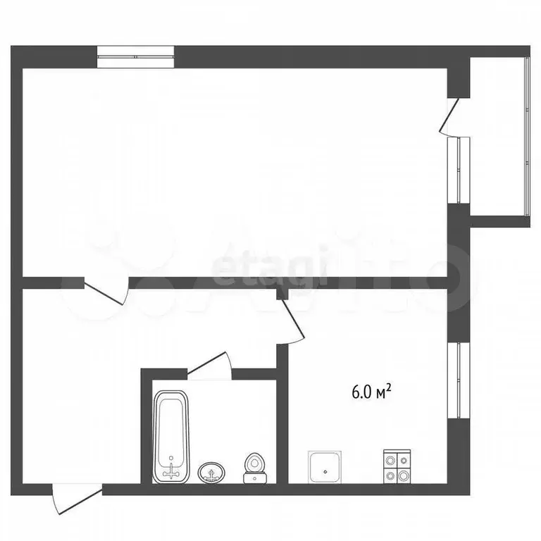 1-к. квартира, 33,1 м, 4/5 эт. - Фото 0