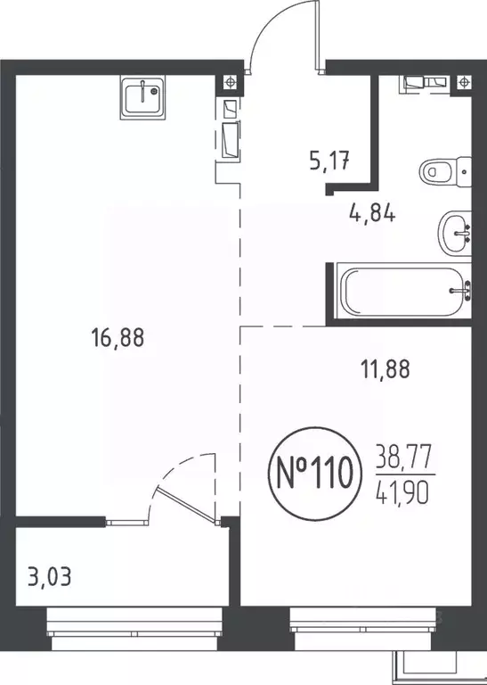 1-к кв. Иркутская область, Иркутск ул. Эдуара Дьяконова, 10 (41.18 м) - Фото 0