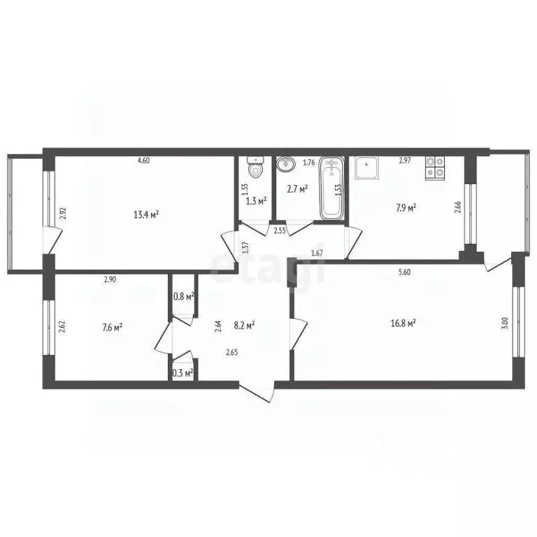 3-к кв. Кемеровская область, Юрга ул. Мира, 3А (59.0 м) - Фото 0