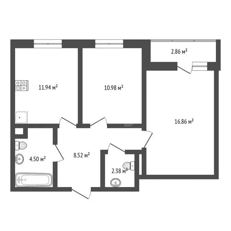 2-комнатная квартира: Тюмень, улица Фармана Салманова, 16 (56 м) - Фото 1