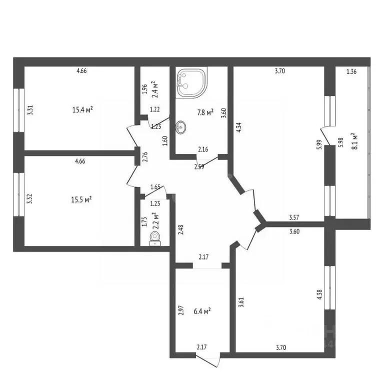 3-к кв. Тюменская область, Тюмень ул. Дмитрия Менделеева, 5 (99.9 м) - Фото 2