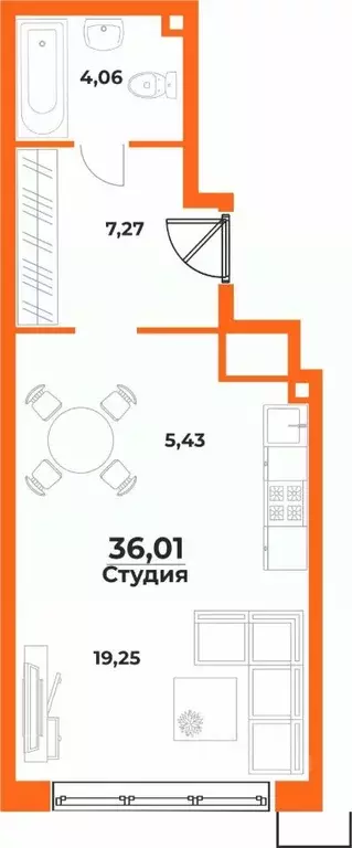 Студия Хабаровский край, Хабаровск Воронежская ул. (36.01 м) - Фото 0