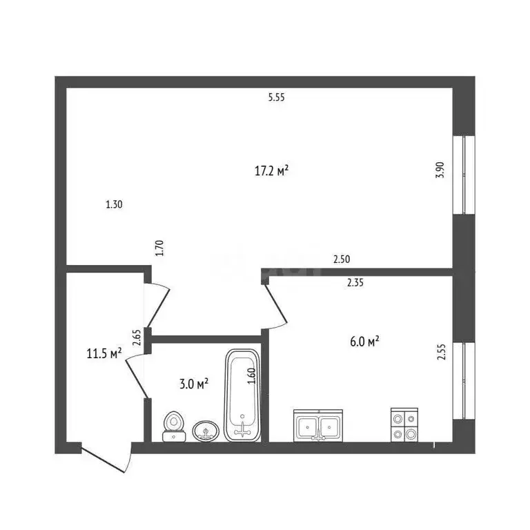 1-комнатная квартира: Кострома, улица Юрия Беленогова, 22 (30.7 м) - Фото 1
