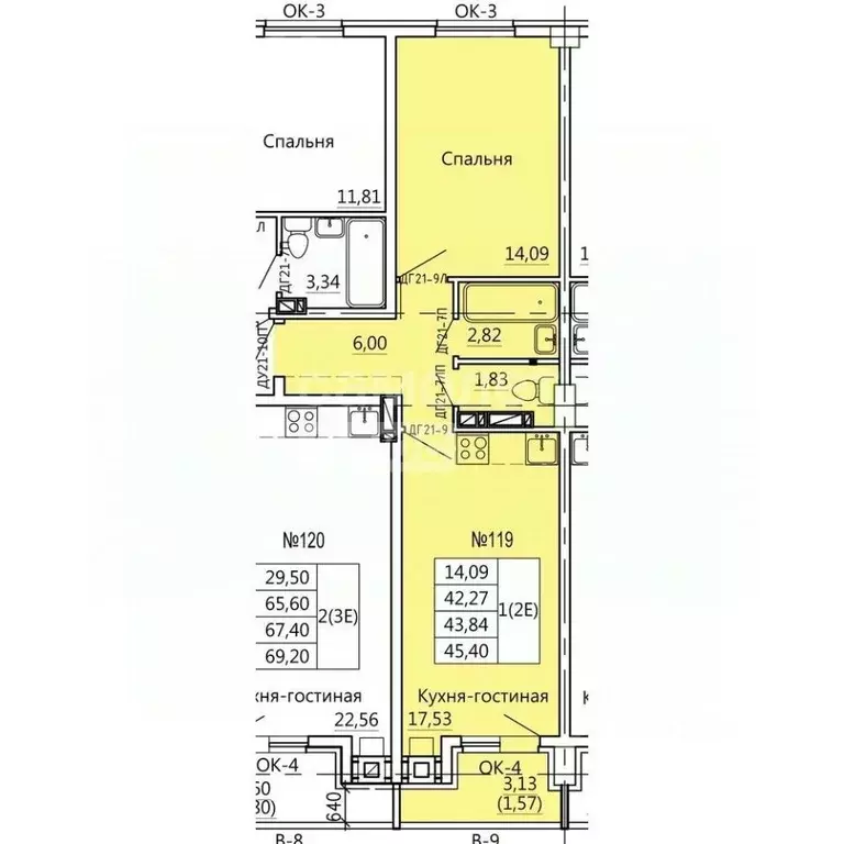 2-к кв. Курская область, Курск Театральная ул., 14 (45.4 м) - Фото 1