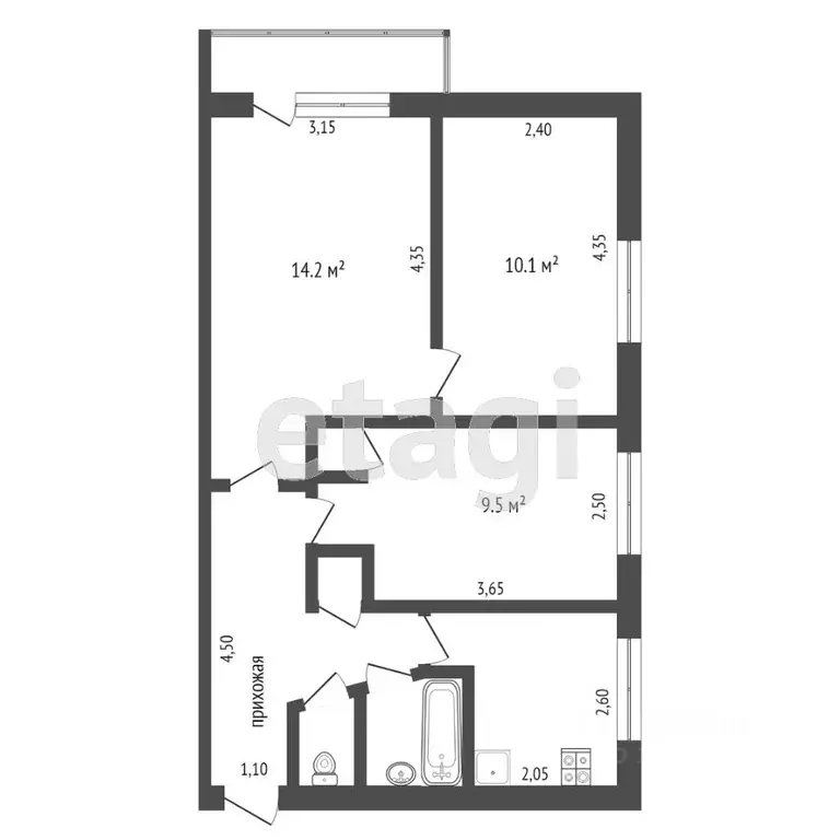3-к кв. Тюменская область, Тюмень ул. Станционная, 28 (50.3 м) - Фото 2