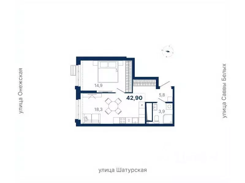 1-к кв. Свердловская область, Екатеринбург ул. Шатурская (42.9 м) - Фото 0