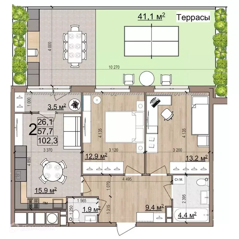 2-к кв. Рязанская область, Рязань Еврокласс жилой комплекс (102.3 м) - Фото 1