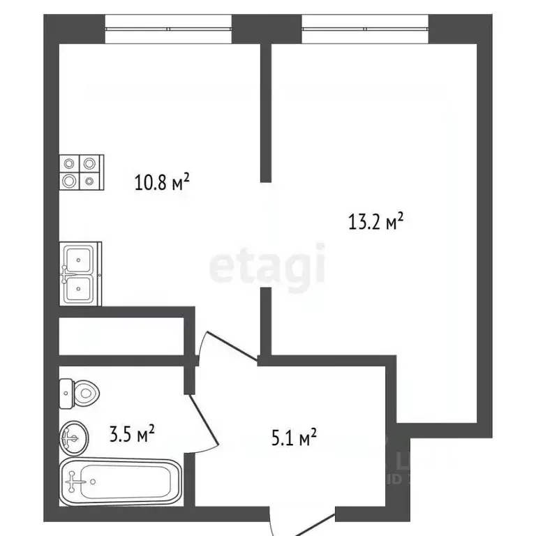 1-к кв. Московская область, Долгопрудный Центральная ул., 5 (32.7 м) - Фото 2