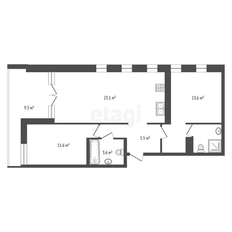 2-комнатная квартира: Дударева, улица Сергея Джанбровского, 4 (70.9 м) - Фото 1