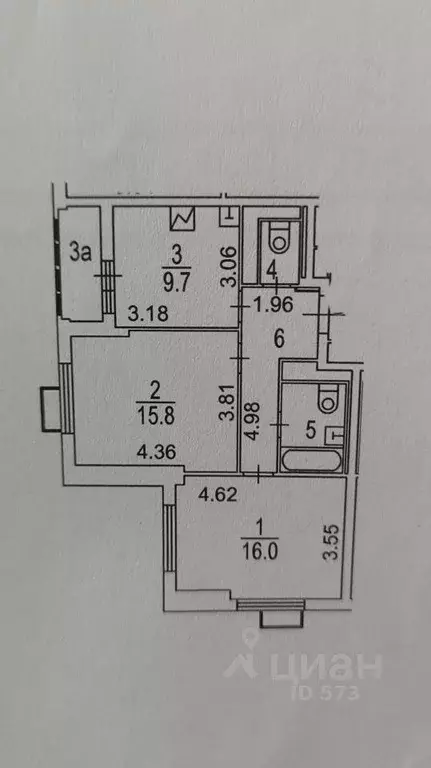 Квартира, 2 комнаты, 53.7 м - Фото 0