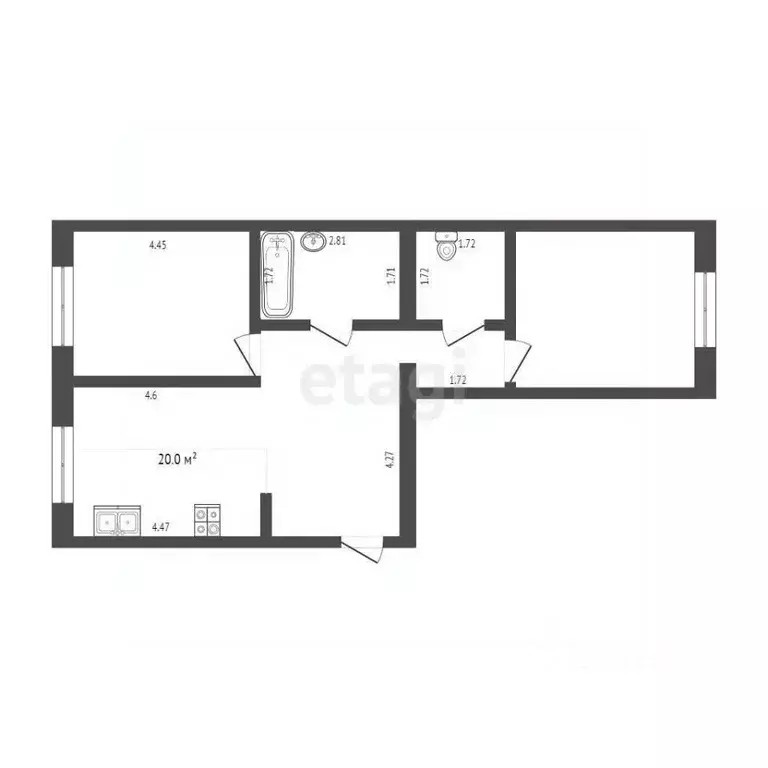 2-к кв. Тюменская область, Тюмень ул. Республики, 204к6 (86.7 м) - Фото 2