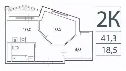 2-к кв. Москва ул. 1-я Ватутинская, 12к1 (41.3 м) - Фото 1