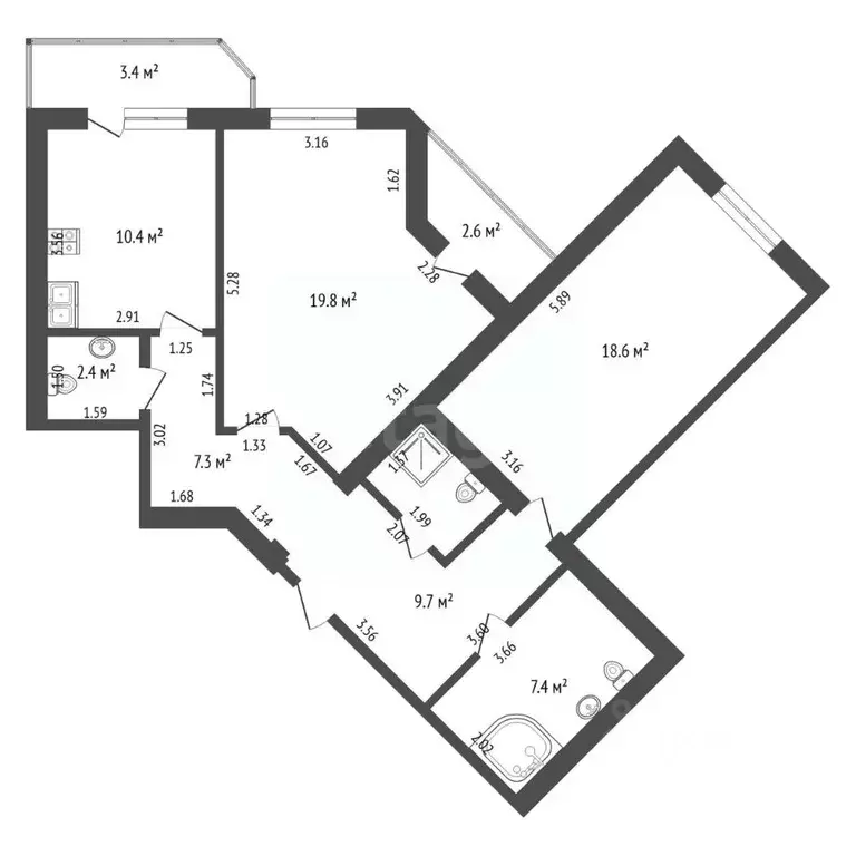 2-к кв. Самарская область, Самара ул. Зои Космодемьянской, 21 (78.3 м) - Фото 1