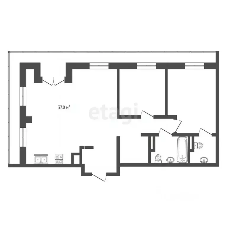 2-к кв. Тюменская область, Тюмень Причальная ул., 11 (101.0 м) - Фото 1