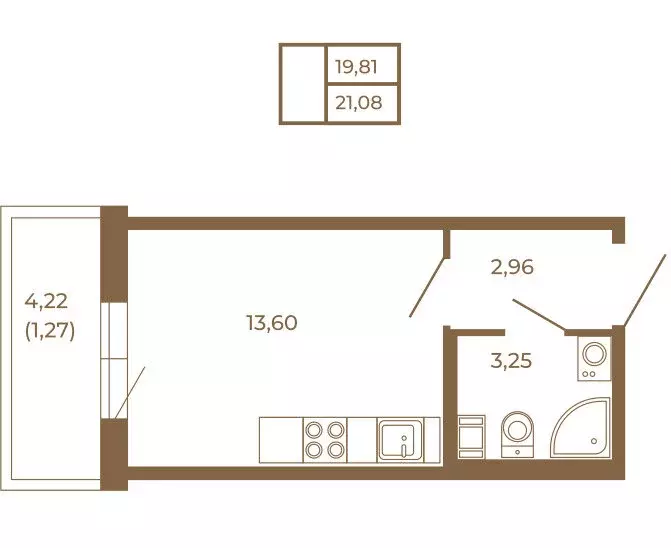Квартира-студия: Сертолово, Златоглавая улица, 2к7 (21.08 м) - Фото 1