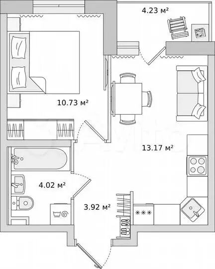 1-к. квартира, 33,1 м, 12/22 эт. - Фото 1