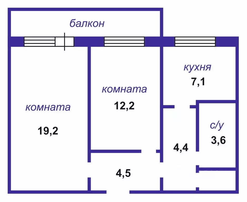 2-к кв. Амурская область, Благовещенск Игнатьевское ш., 18 (52.6 м) - Фото 2