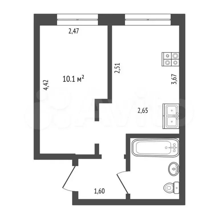 1-к. квартира, 25,5 м, 2/3 эт. - Фото 0