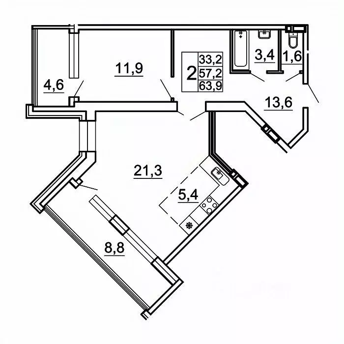 2-к кв. Приморский край, Владивосток Лесная ул., 1В/1 (63.9 м) - Фото 1