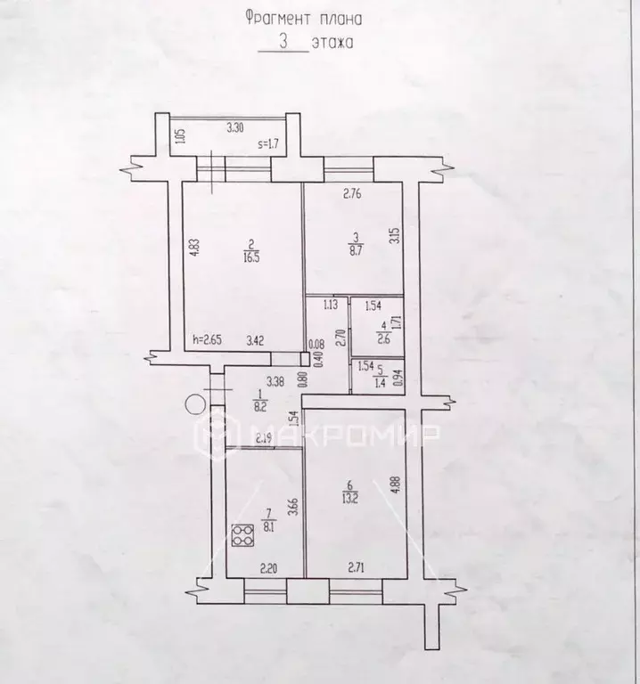 3-к кв. Брянская область, Брянск Уральский пер., 10 (58.7 м) - Фото 2