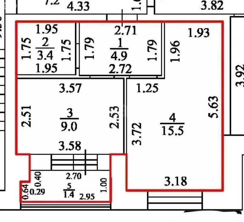 1-комнатная квартира: село Песчаные Ковали, улица Нефтяников, 12 (32.9 ... - Фото 1