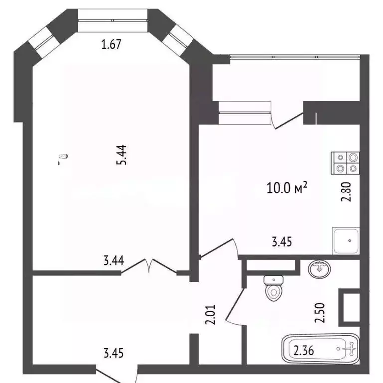 1-к кв. Москва, Москва, Московский г. 3-й мкр, 5 (42.2 м) - Фото 2