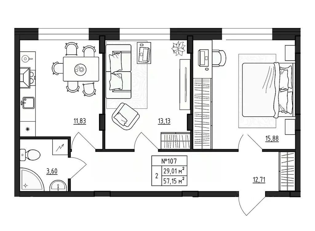 2-к кв. Ленинградская область, Гатчинский муниципальный округ, д. ... - Фото 1