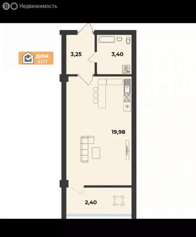 Квартира-студия: Севастополь, ул. Парковая, 13 (29.3 м) - Фото 1